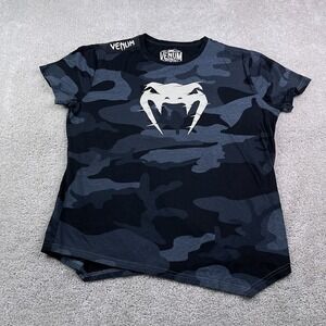 Venum Shirt Mens XL Grey Black Camo Snake MMA Fighting Jiu Jitsu Asymmetrical